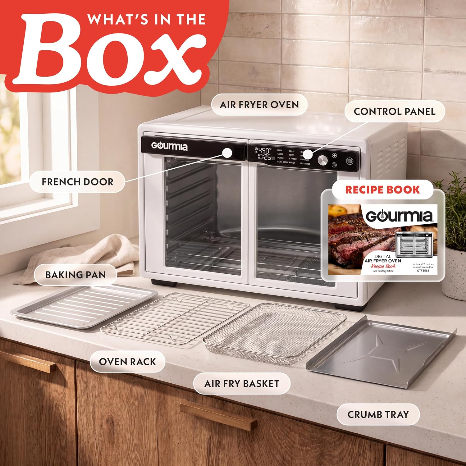 Detalle 2 de Gourmia French Door Air Fryer Oven 37 Qt