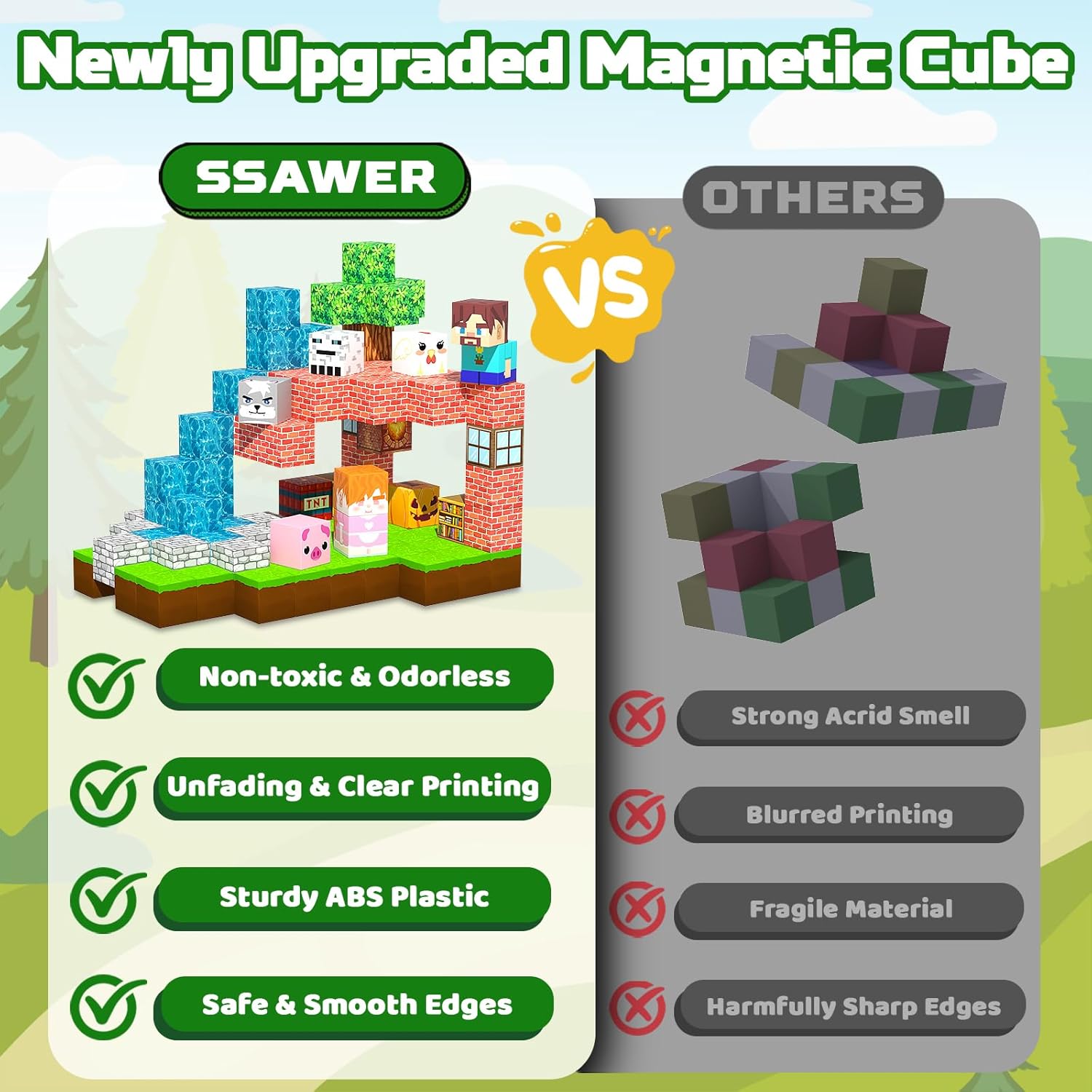 Thumbnail 4 de SSAWER Magnetic Blocks 48PCS: Forest House Set for 3+ Kids
