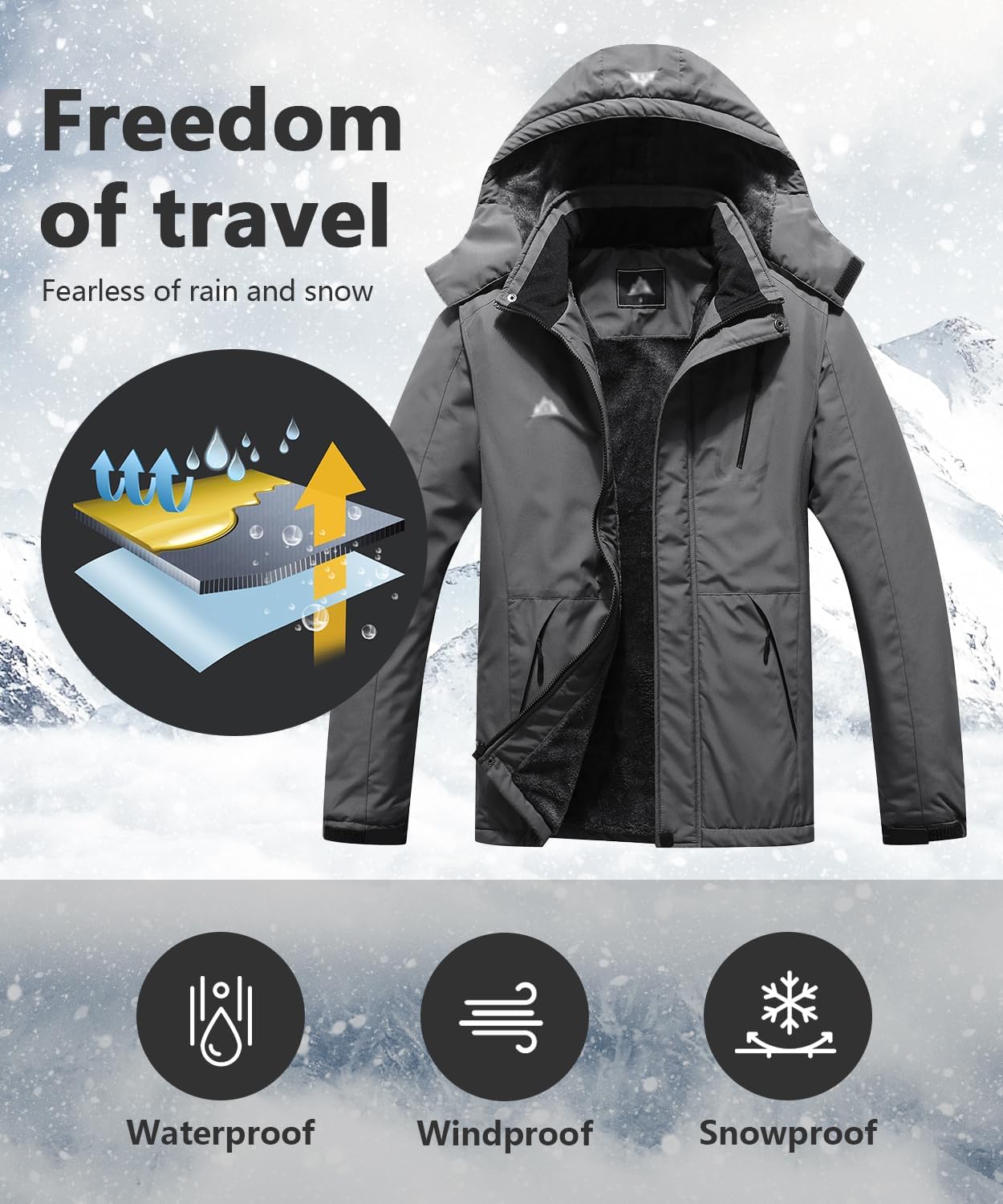 Detalle de MAOYSSEN Men's Mountain Winter Coat
