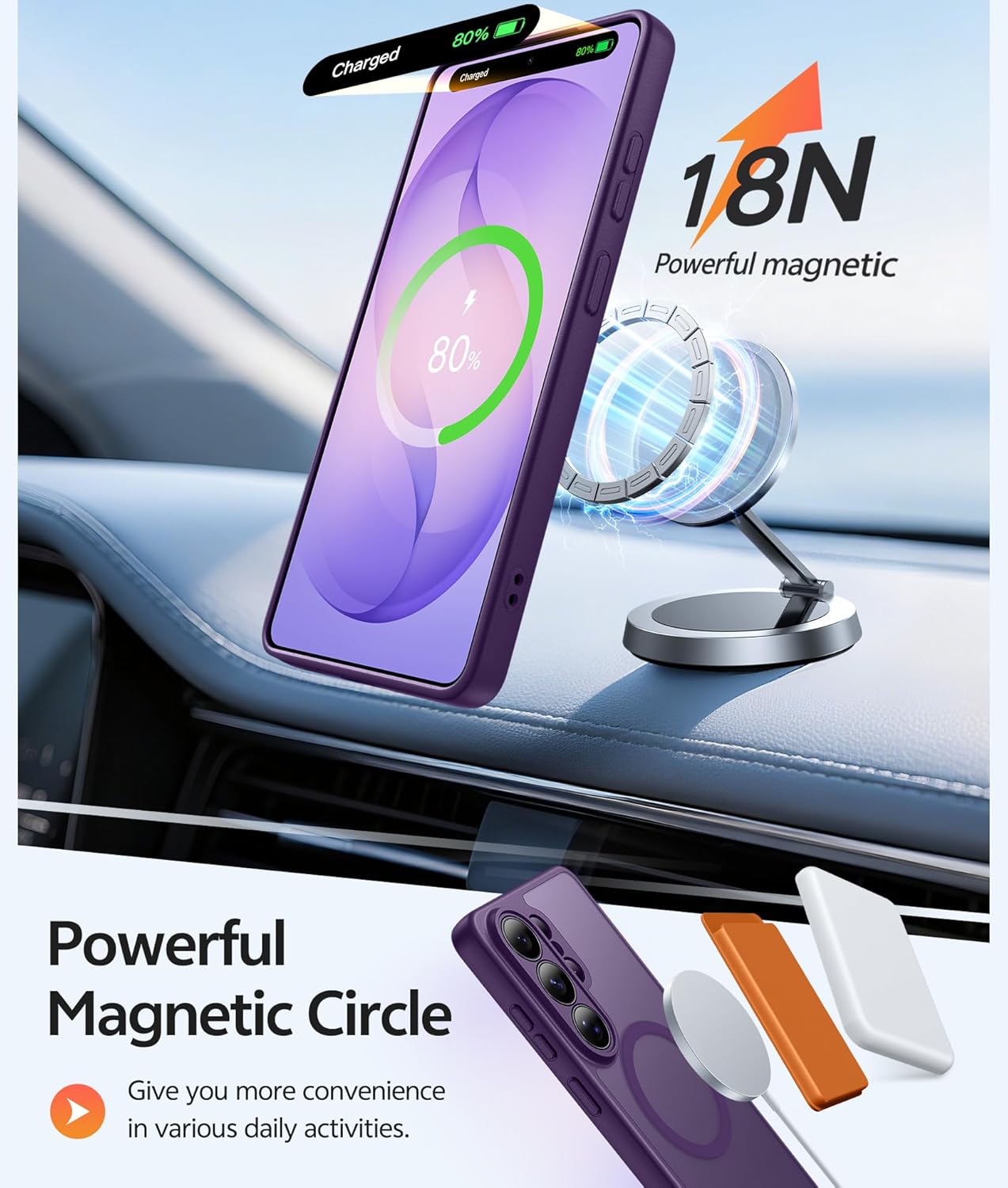 Thumbnail 2 de FNTCASE for Samsung Galaxy S26 Ultra Case (MagSafe, Screen Protector, Full Camera Protection) – Purple