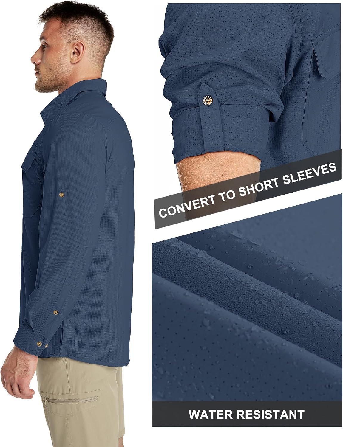 Detalle de 33,000ft Men's Long Sleeve Sun Protection Shirt UPF 50+ — Quick-Dry Outdoor Shirt for Travel, Safari, and Hiking