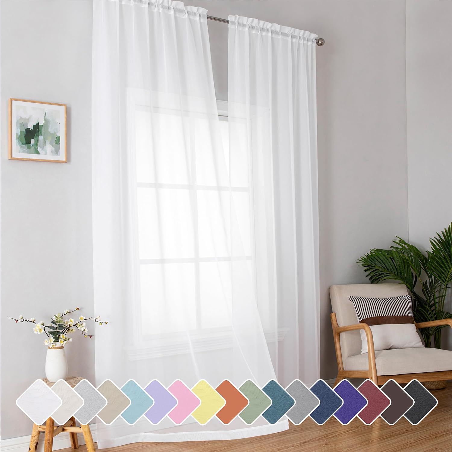 Detalle de Simplebrand Sheer Curtains 96 in 🪟