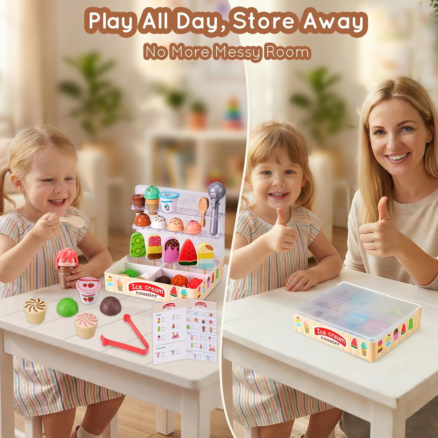 Detalle de Ehome Ice Cream Shop Play Set, Wood Accessories