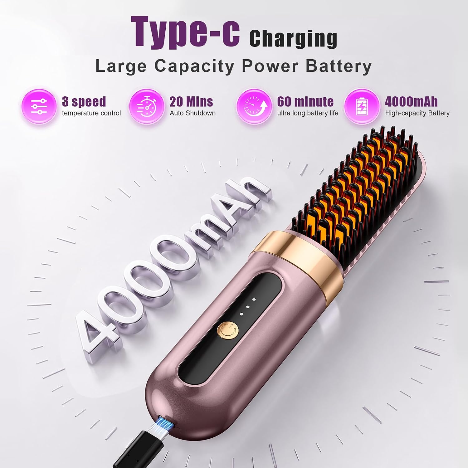 Detalle de Go Brush Pro Cordless Straightening Brush 4000mAh