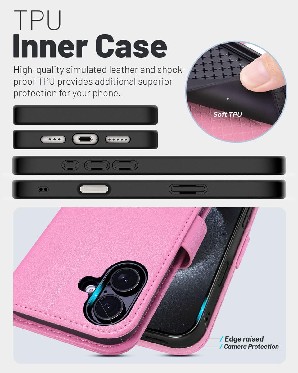Thumbnail 4 de OCASE Hülle für iPhone 17 5G mit Kartenfach, Magnet & Standfunktion (RFID-Blocker) – Rosa