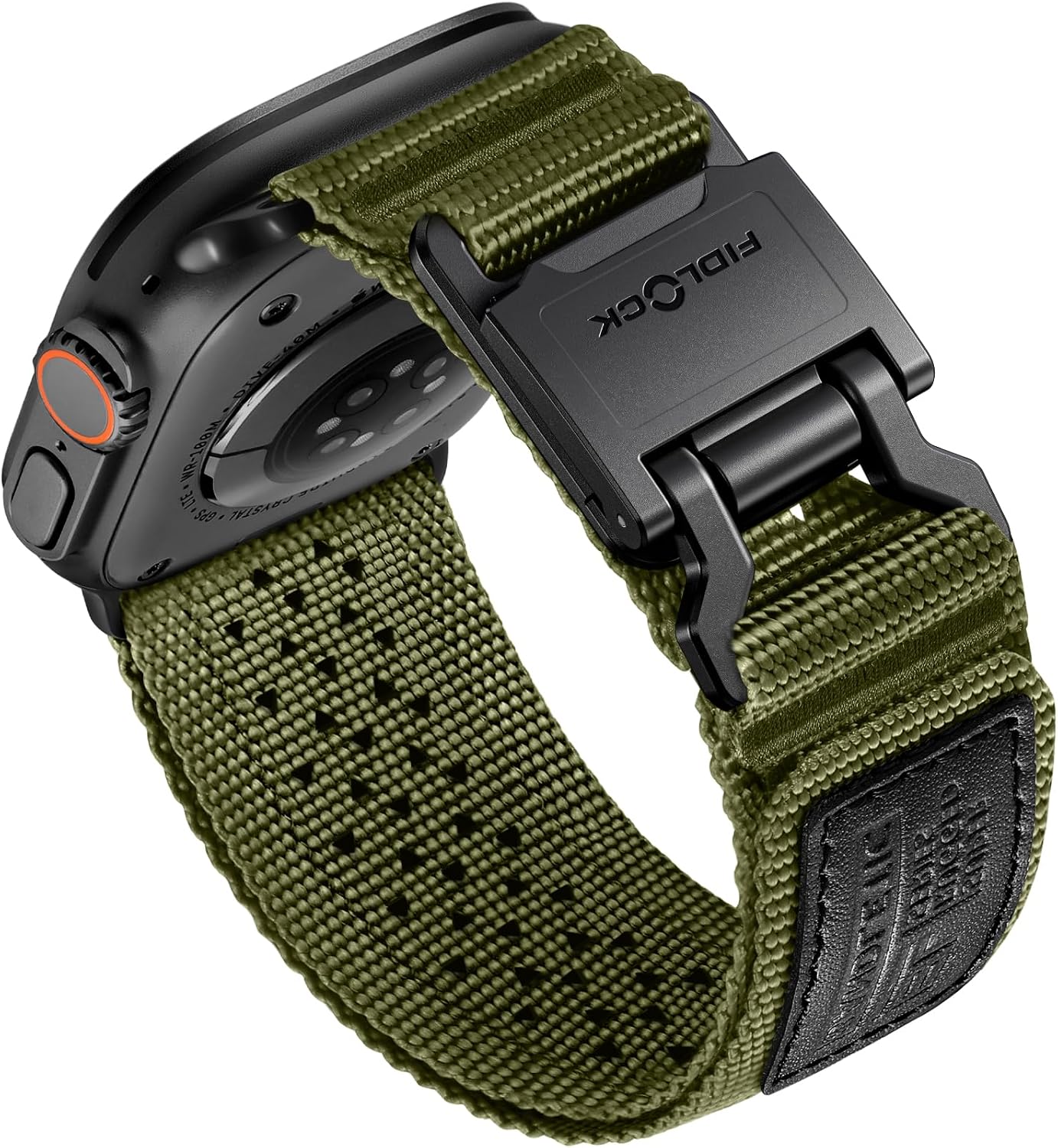 Detalle de Bandletic Nylon Watch Strap with FIDLOCK Buckle for Apple Watch Ultra 2 (49mm) – Army Green