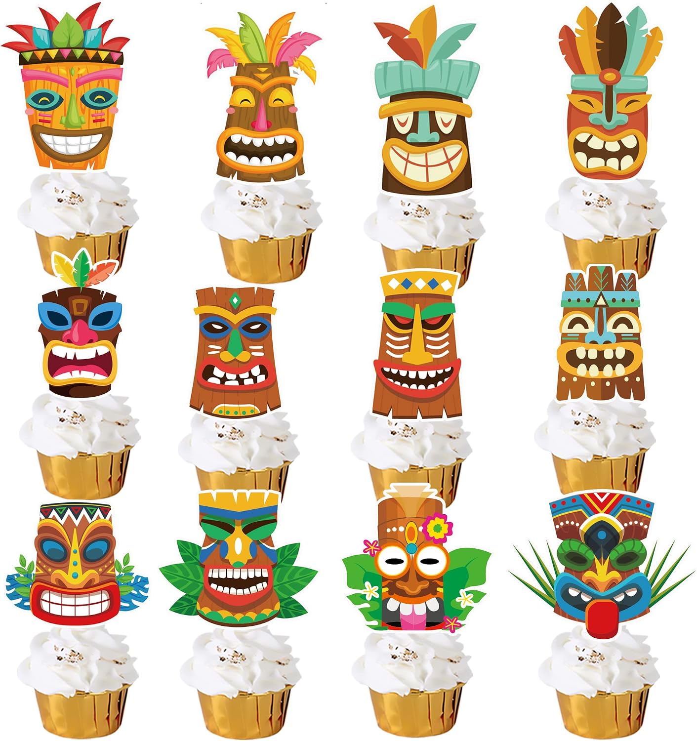 Detalle de C L cooper life CUPCAKE TOPPER-114 Hawaiian Tiki Cupcake Toppers, 24-Piece Paper Set