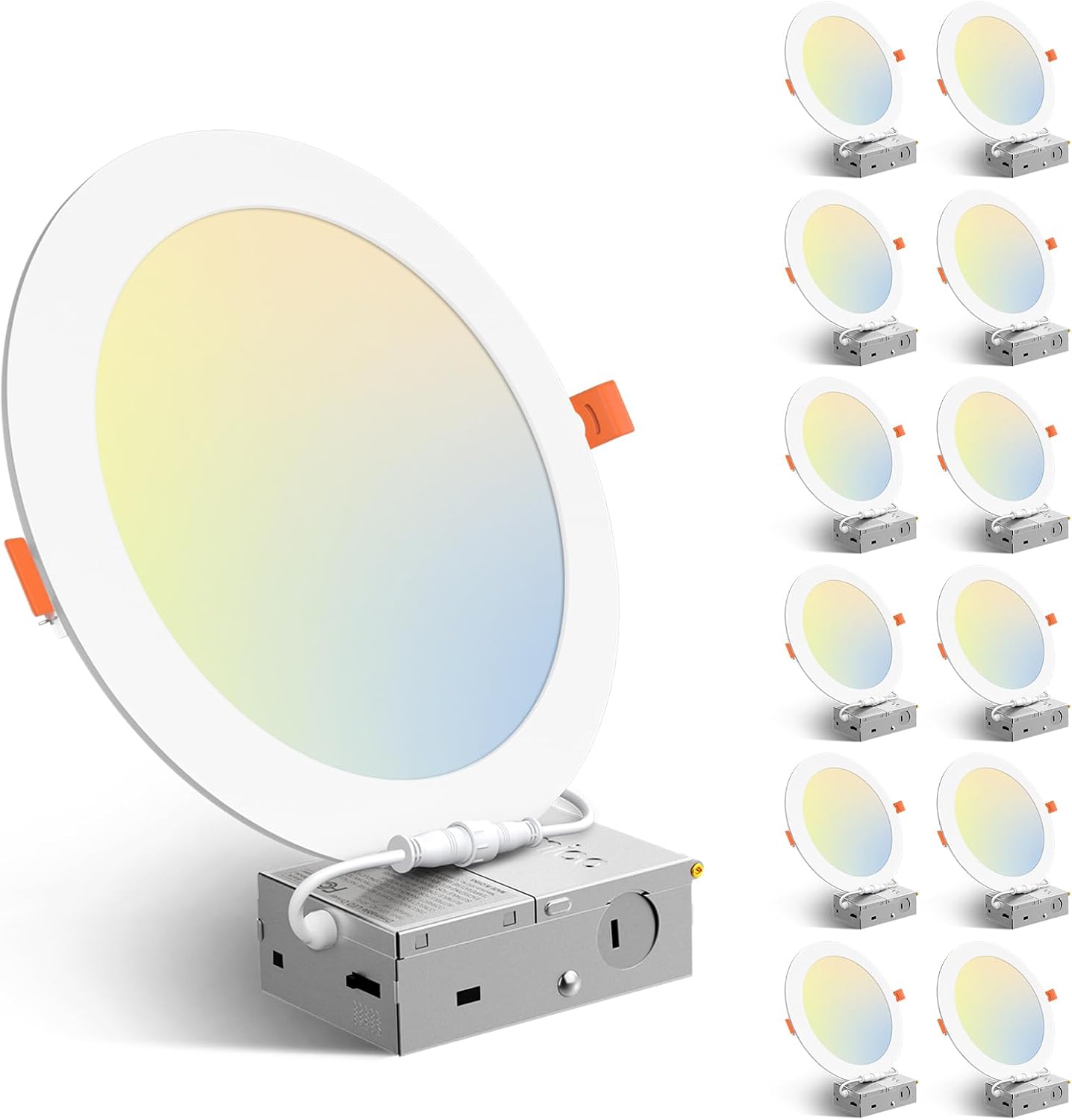 Detalle de Amico 161 8-Inch LED Recessed Lights, 12-Pack, 5CCT, Dimmable
