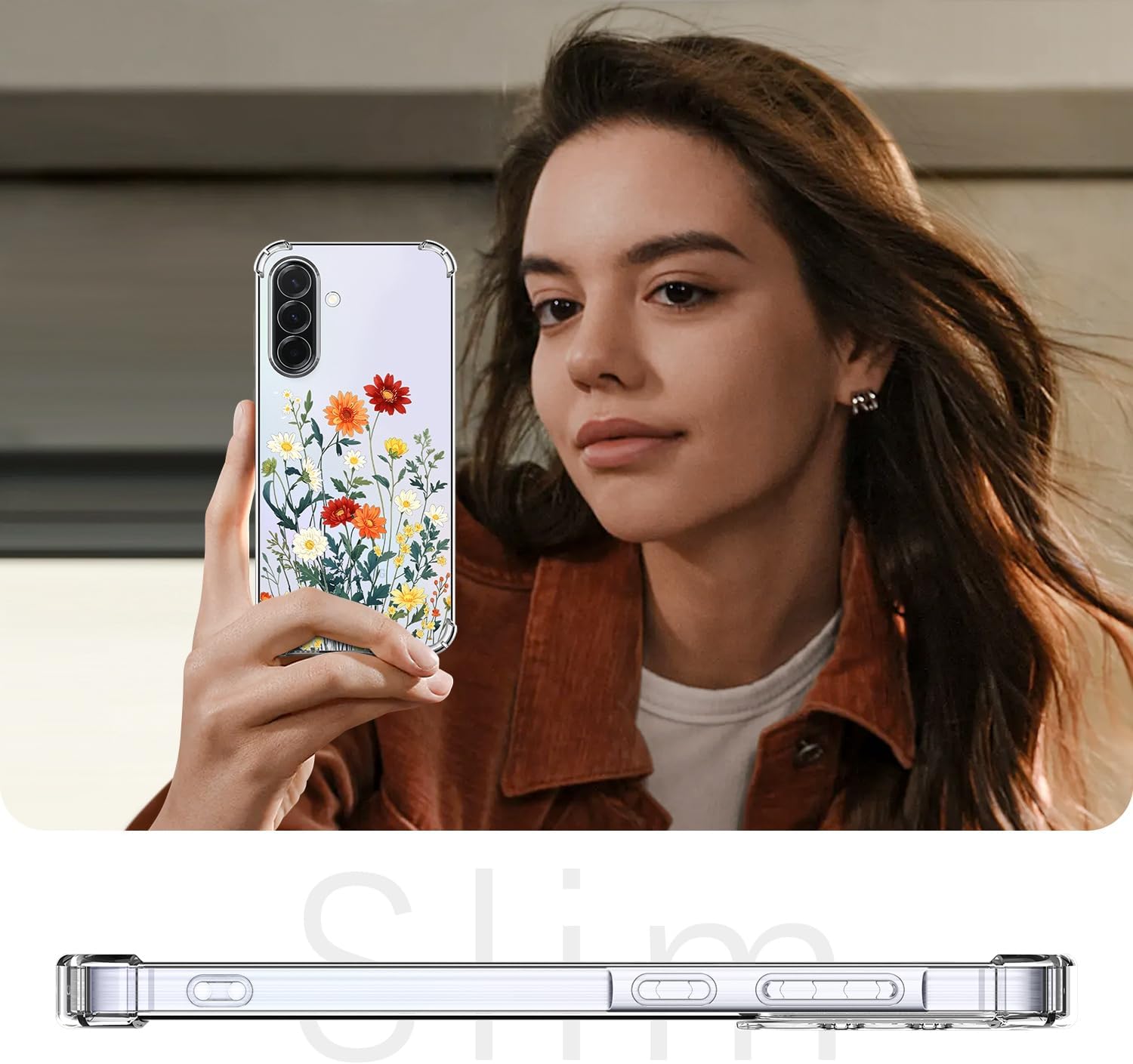 Thumbnail 5 de HopMore Transparent Handyhülle für Samsung Galaxy A36 5G – Gänseblümchen Muster, stoßfest, klare Silikonhülle mit TPU