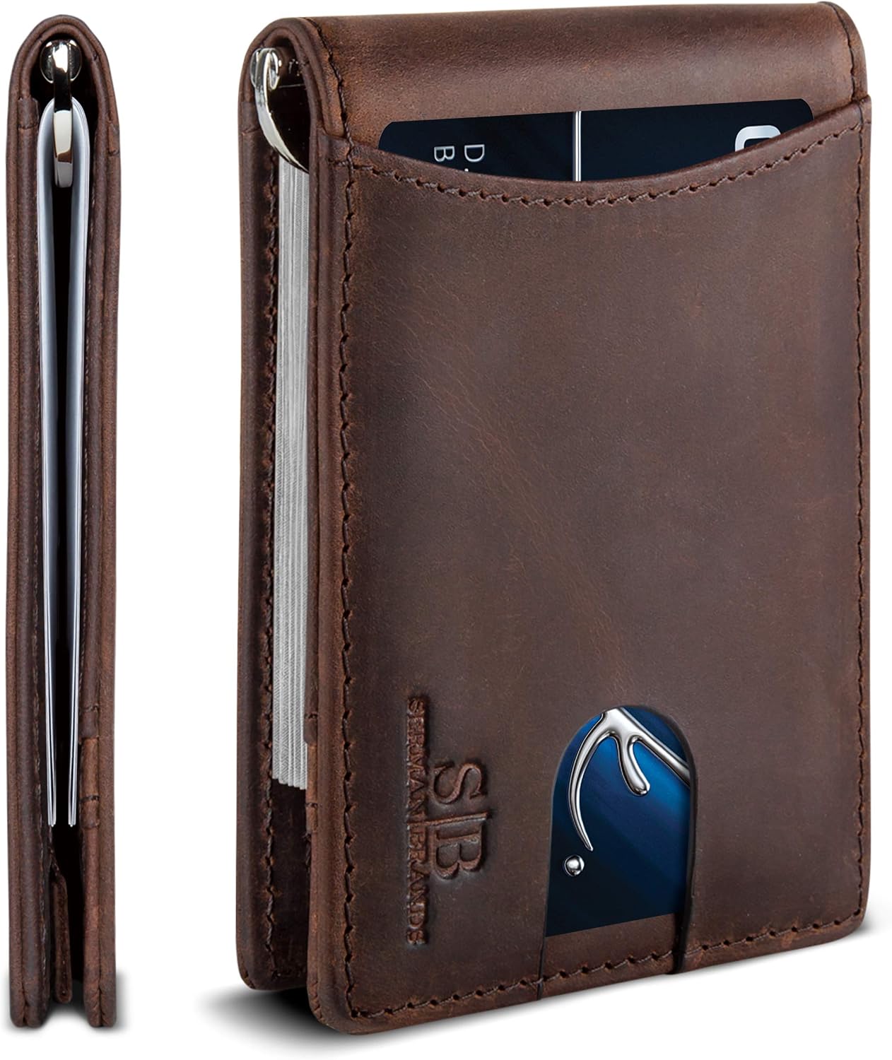Detalle de SERMAN BRANDS Slim RFID Bifold Wallet with Money Clip ๐ผ