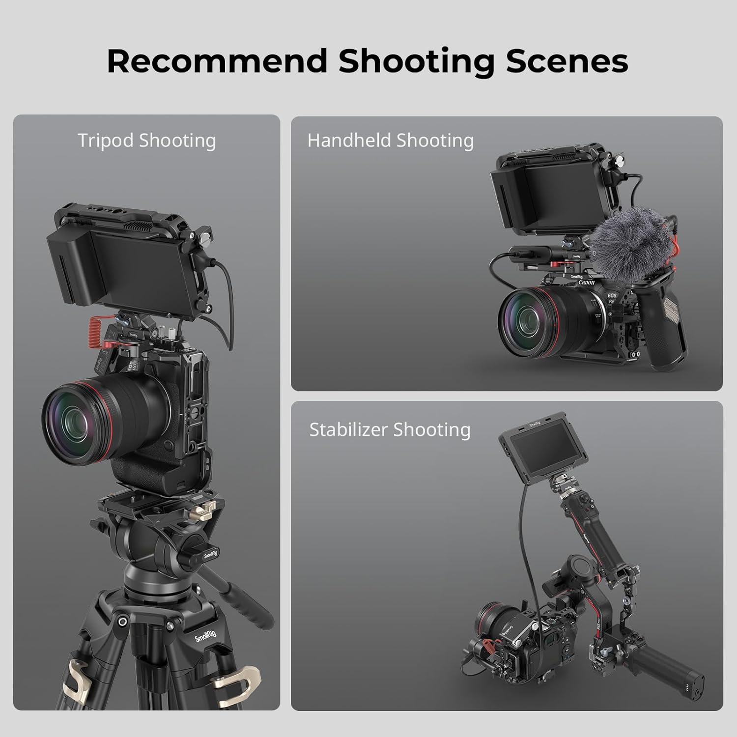 Detalle de SMALLRIG R6 Mark II Käfig mit Dualen NATO-Schienen und Arca-Schnellwechselplatte (4159B) für Canon R6 Mark II