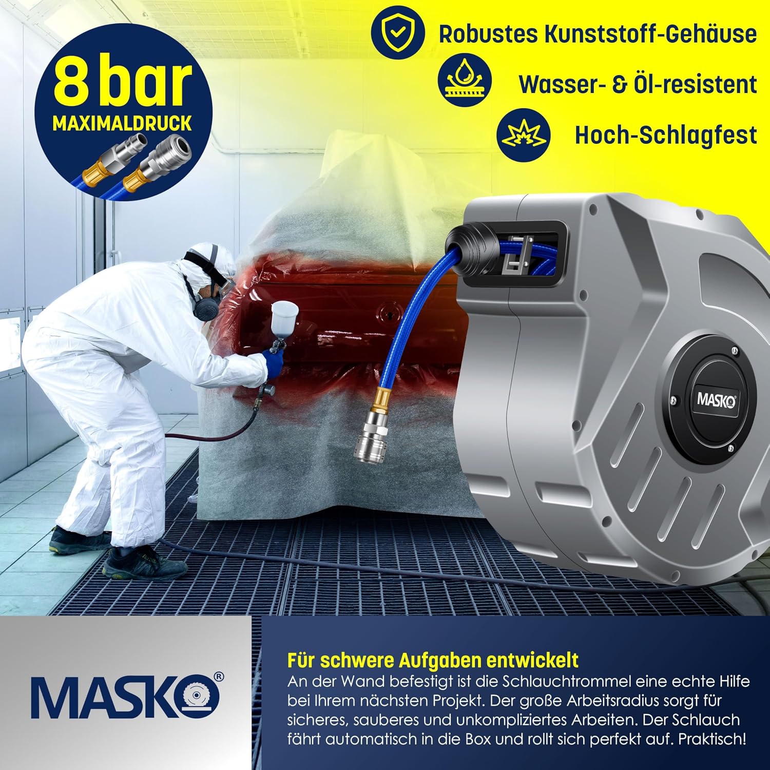 Thumbnail 3 de MASKO Automatik Druckluftschlauch Aufroller 20m