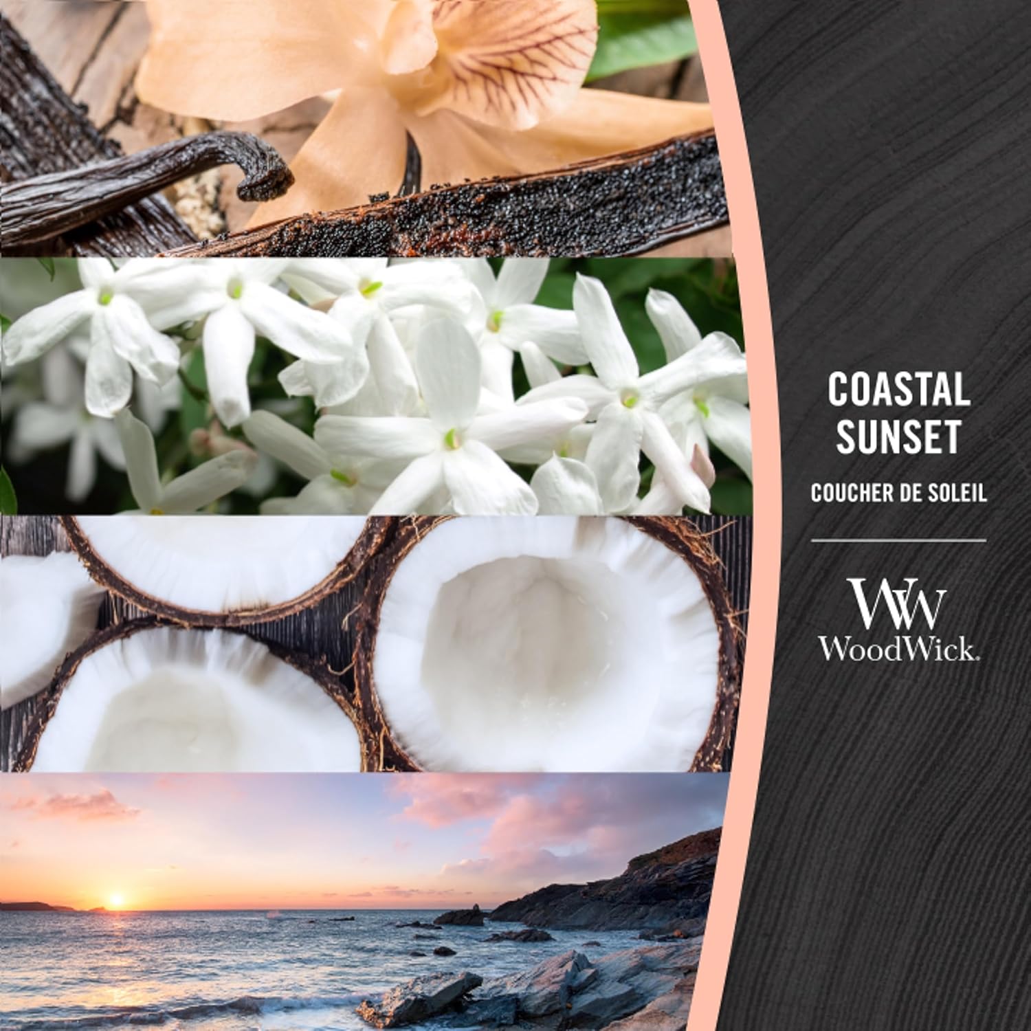 Thumbnail 1 de Woodwick Jarre parfumée moyenne Tramonto sulla Costa con mèche in Bois Crépitante
