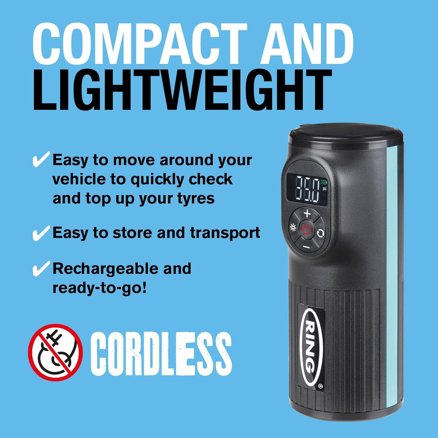 Thumbnail 3 de RING TyreInflate GO 2 cordless tyre inflator 2,000mAh