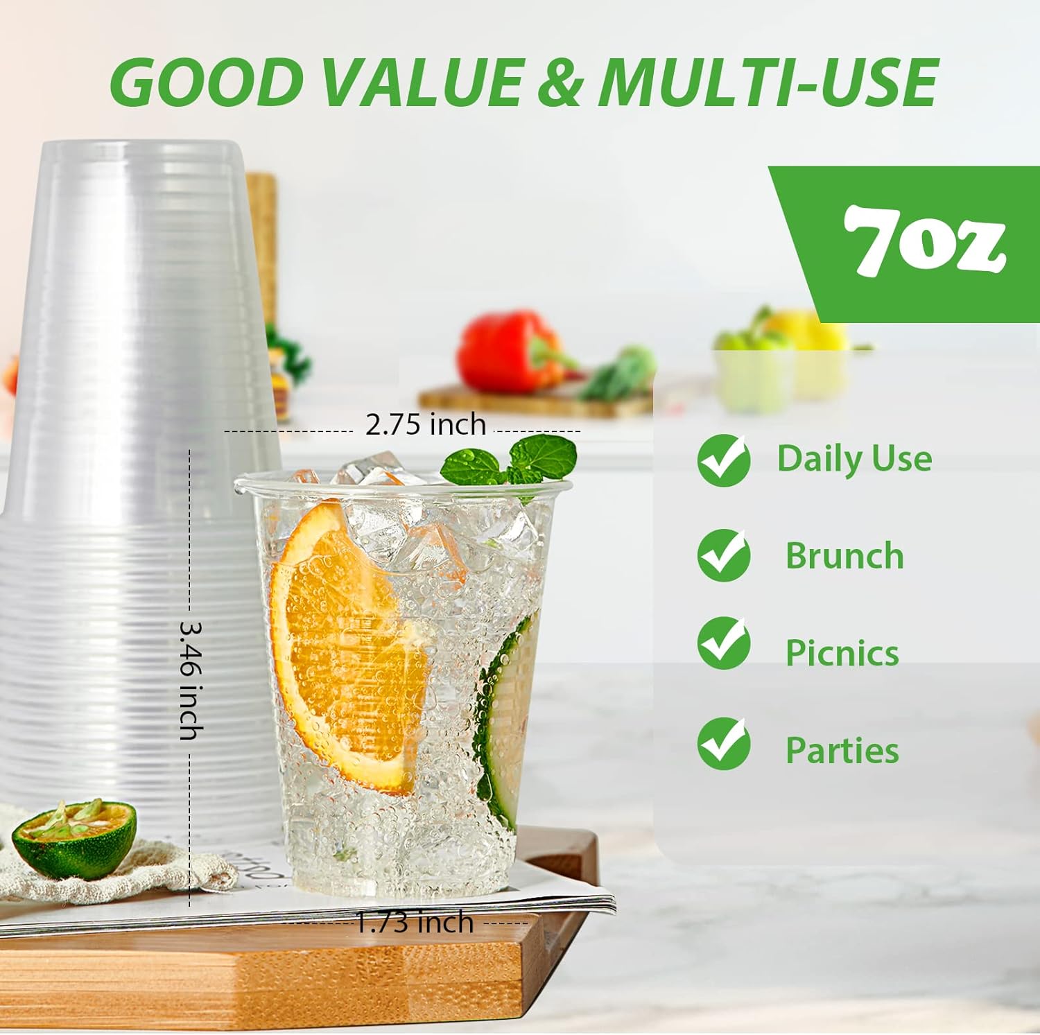 Detalle de Lilymicky 500 Pack 7 oz Clear Disposable Plastic Cups