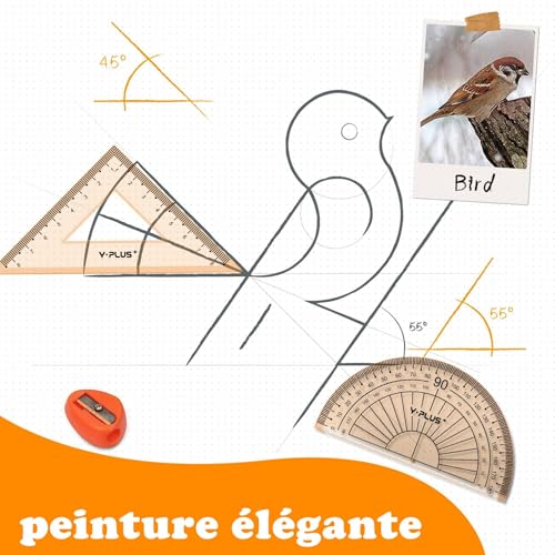 Thumbnail 2 de YPLUS Kit Géométrie College — Compas, Équerre et Rapporteur, 12 pièces