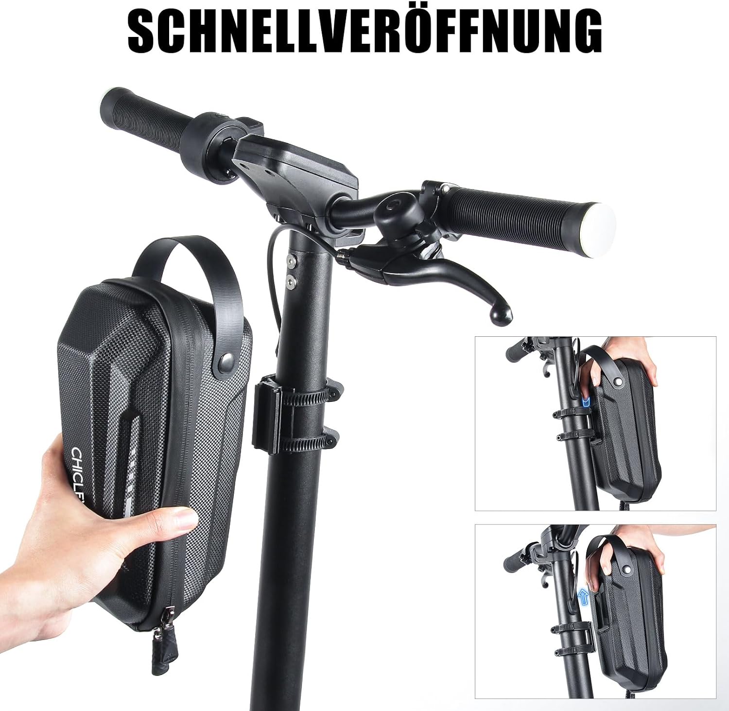 Detalle 2 de CHICLEW Scooter Tasche für Roller – Front Tube Bag Groß, wasserdicht, 2 l, kompatibel mit Xiaomi M365 / Ninebot ES1–ES4