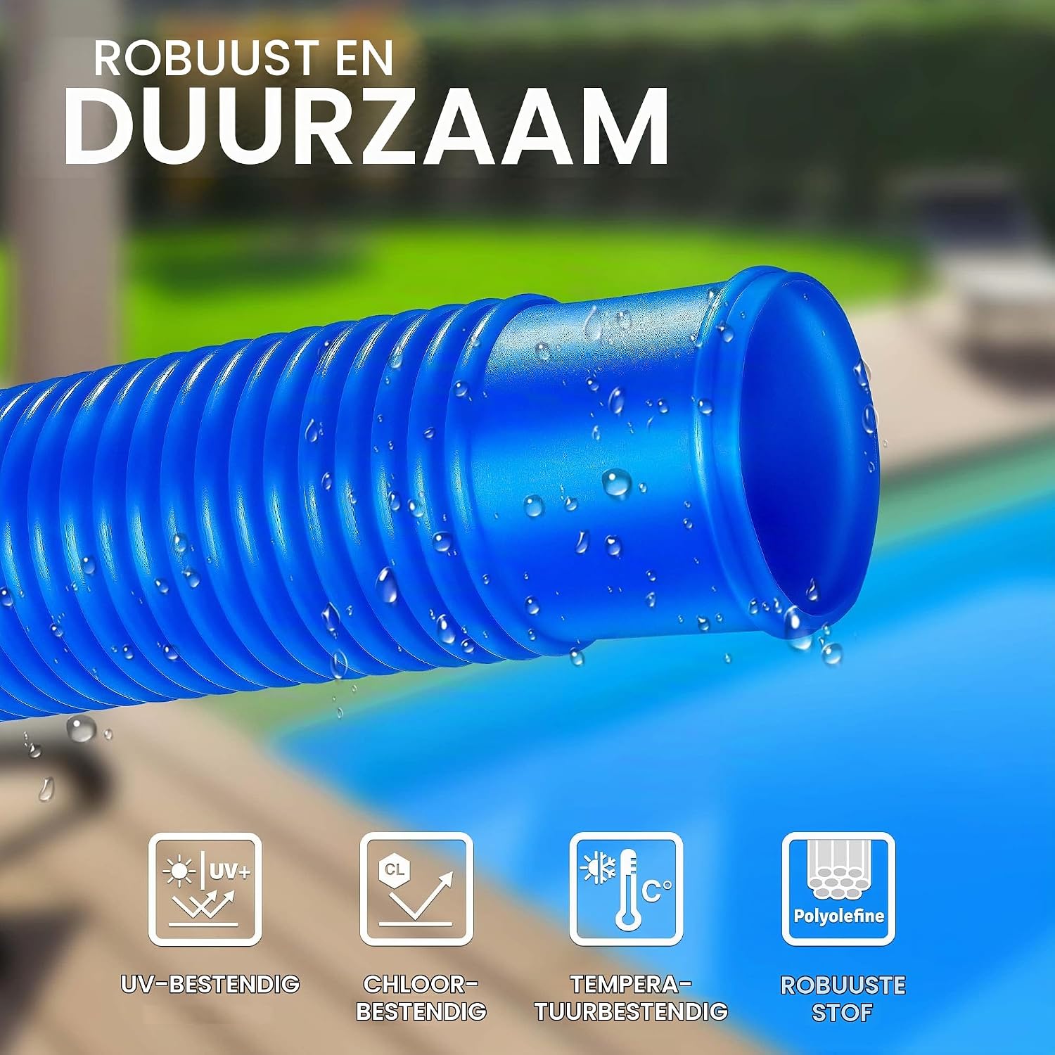 Detalle de tillvex zwembadslang 6 m, Ø 32 mm, blauw, met geïntegreerde moffen