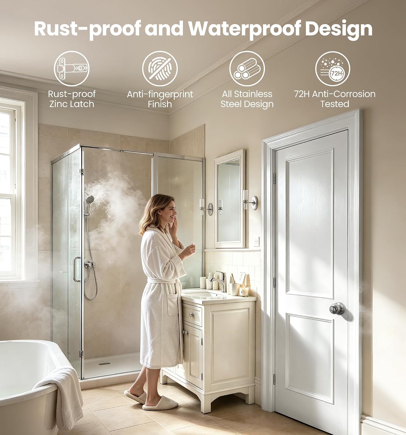 Detalle de Veise Privacy Door Knob in Satin Nickel