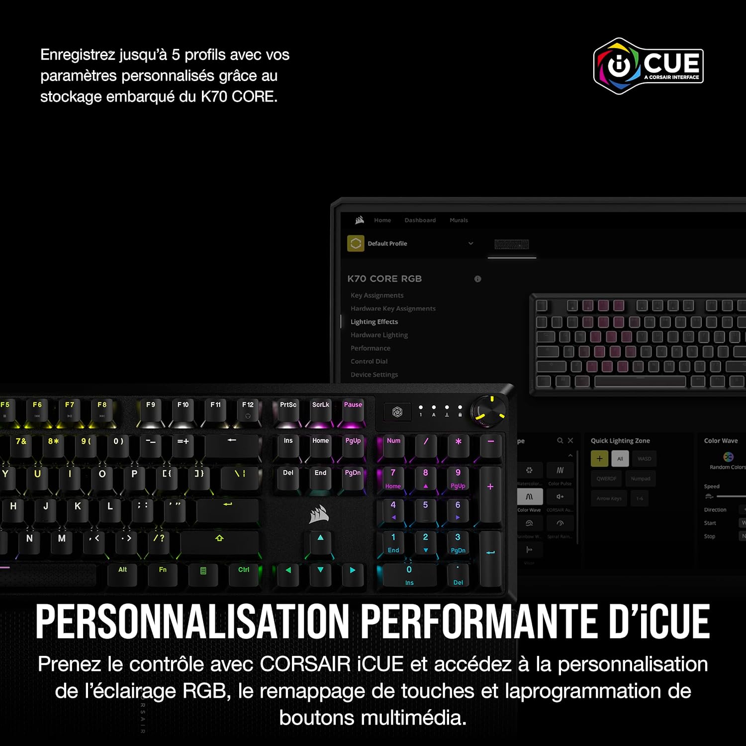 Thumbnail 5 de CORSAIR K70 CORE Clavier Mécanique RGB Noir