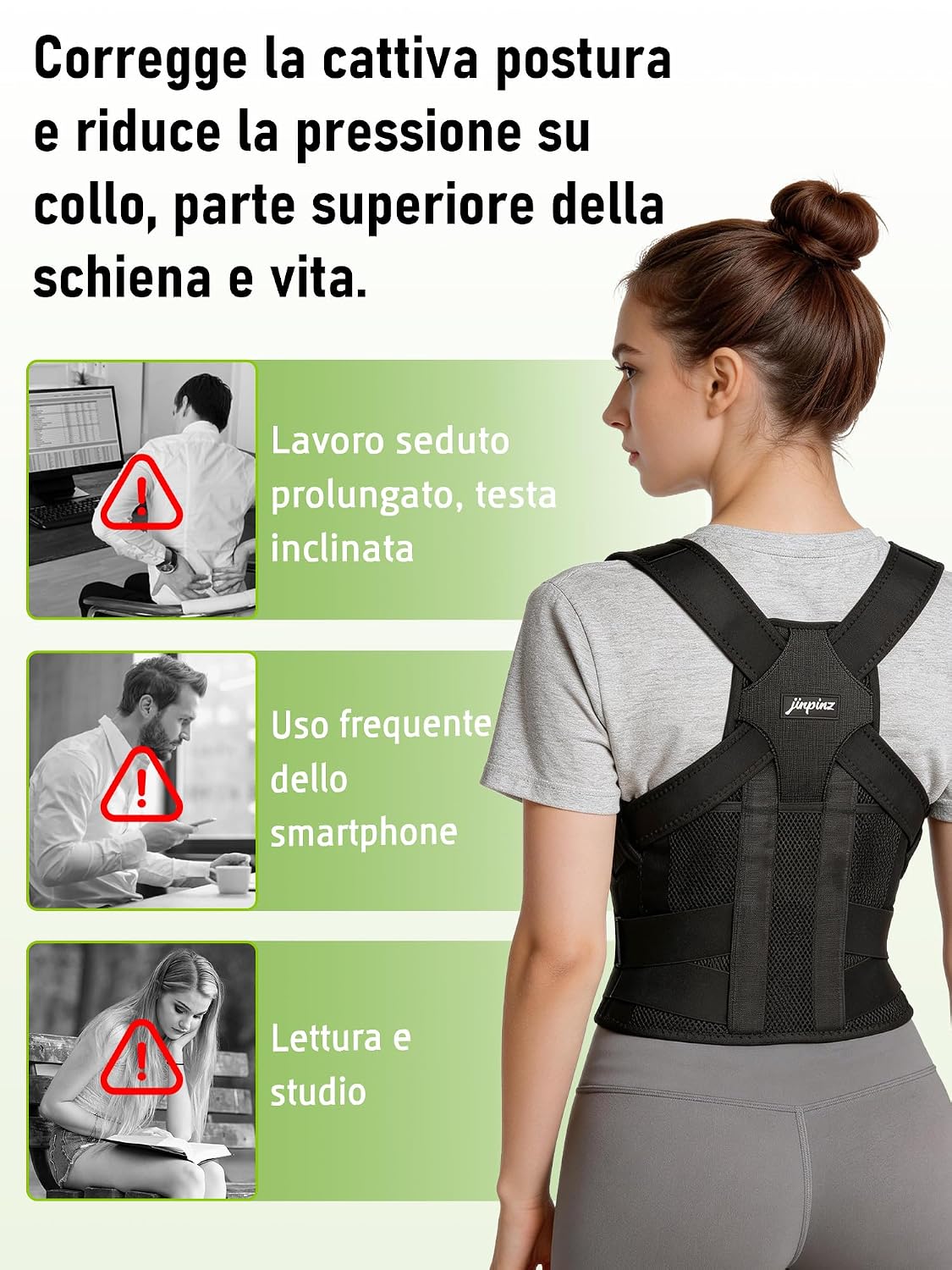 Detalle 2 de jinpinz Fascia Posturale Spalle Schiena Uomo | Busto Correttore Posturale con Fascia Lombare e Struttura in Fibra di Carbonio
