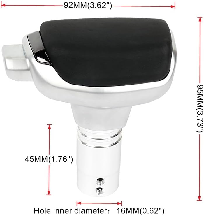 Detalle de Muge Racing Gear Shift Knob with PU Leather and Metal Construction (Black) for Most Cars