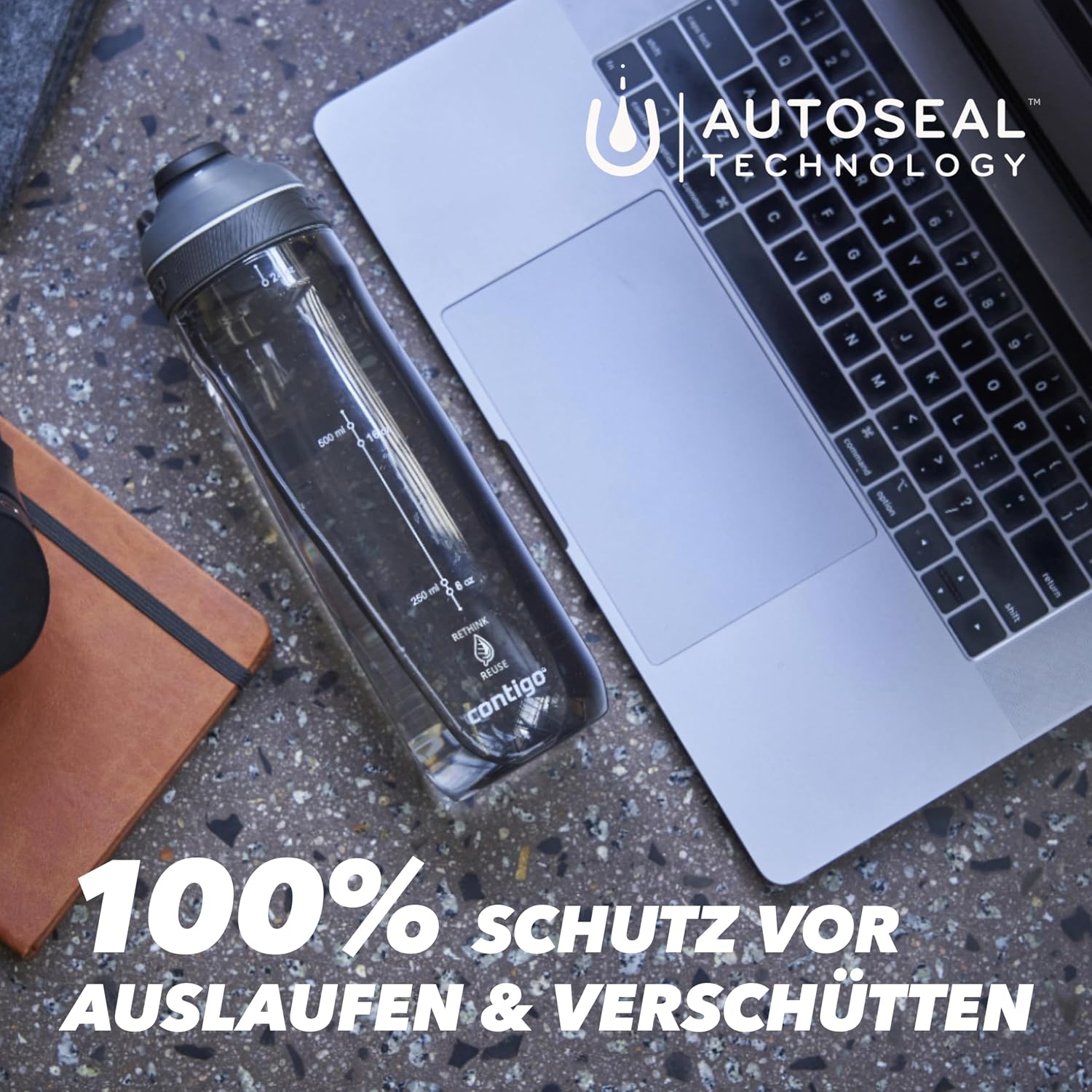 Detalle de Contigo Cortland Autoseal Trinkflasche mit 720 ml, BPA-frei und auslaufsicher