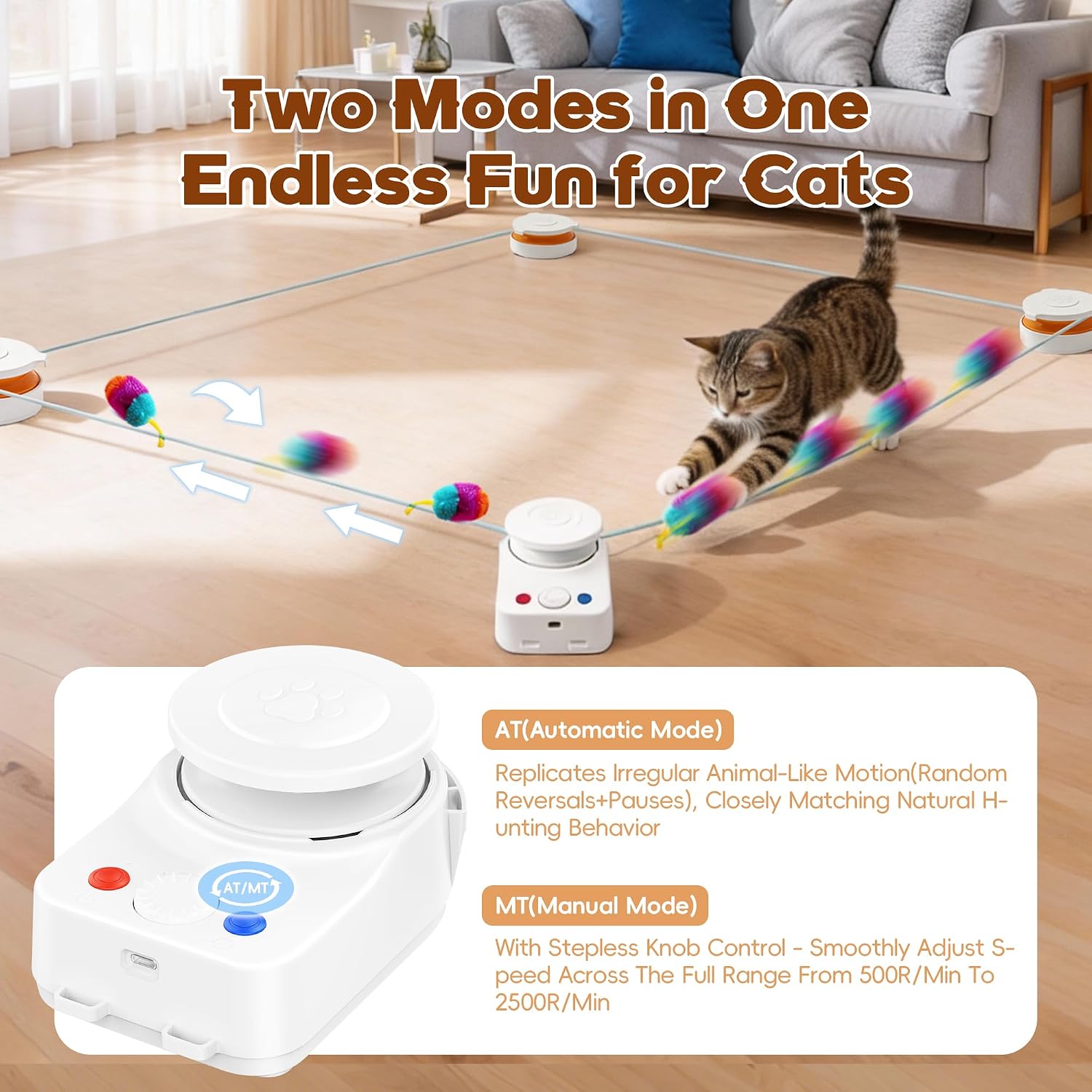 Detalle de Hedsuin Interactive Cat Toy for Indoor Cats – Automatic Moving Toy & Cat Treadmill