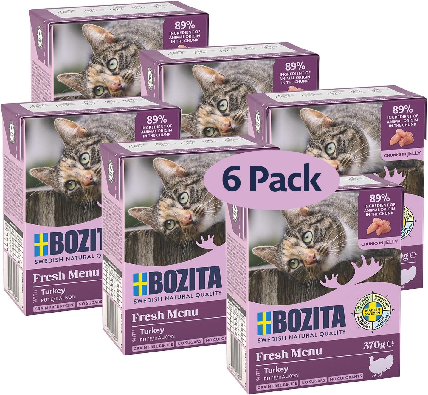 Detalle de Bozita Tetra Nassfutter mit Pute in Gelee (6×370 g) – getreidefrei & zuckerfrei