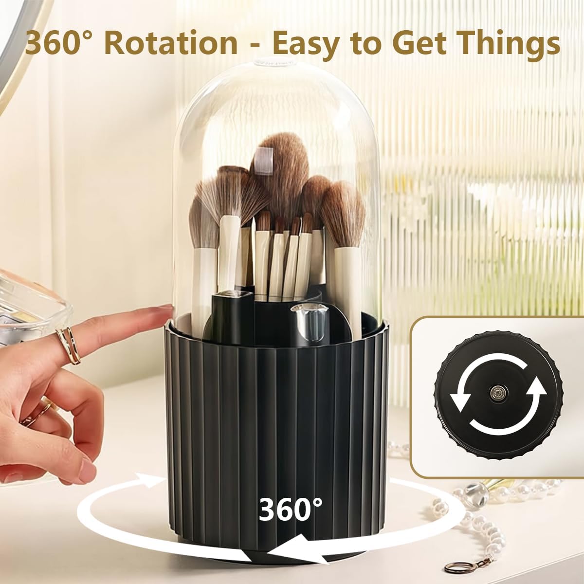 Thumbnail 3 de Makeup brush holder 360° Black 5 compartments