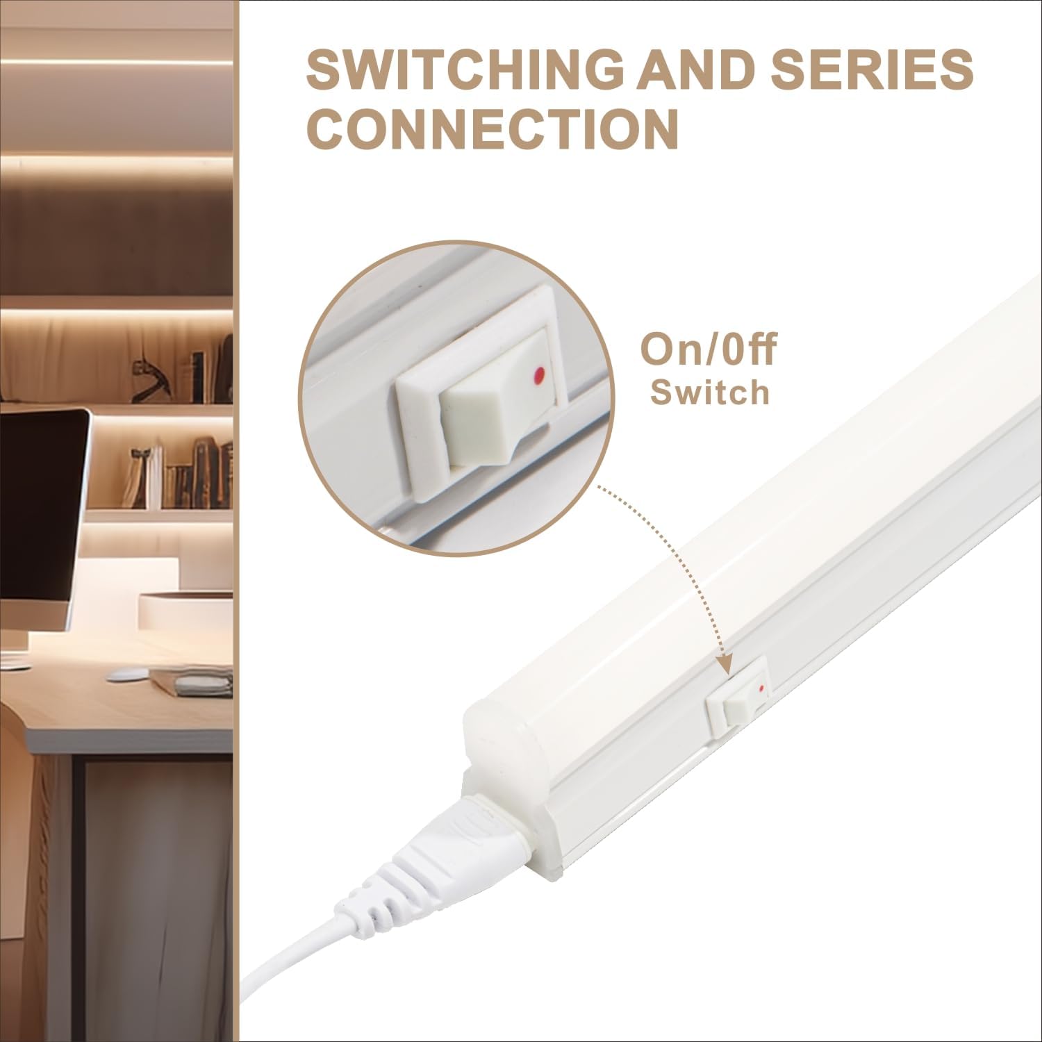 Thumbnail 3 de Unterbauleuchte mit Ein-Ausschalter, 60 cm, 4000K neutralweiß – 1er-Pack, verkettbare LED-Leiste mit Stecker
