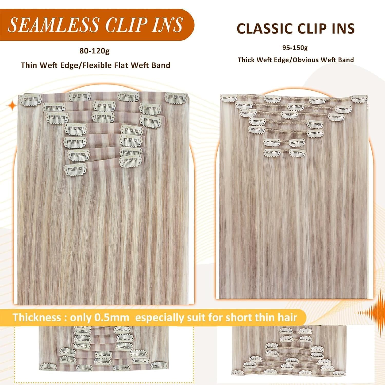 Thumbnail 3 de Full Shine 18 Inch Blonde Clip-In Extensions 120g