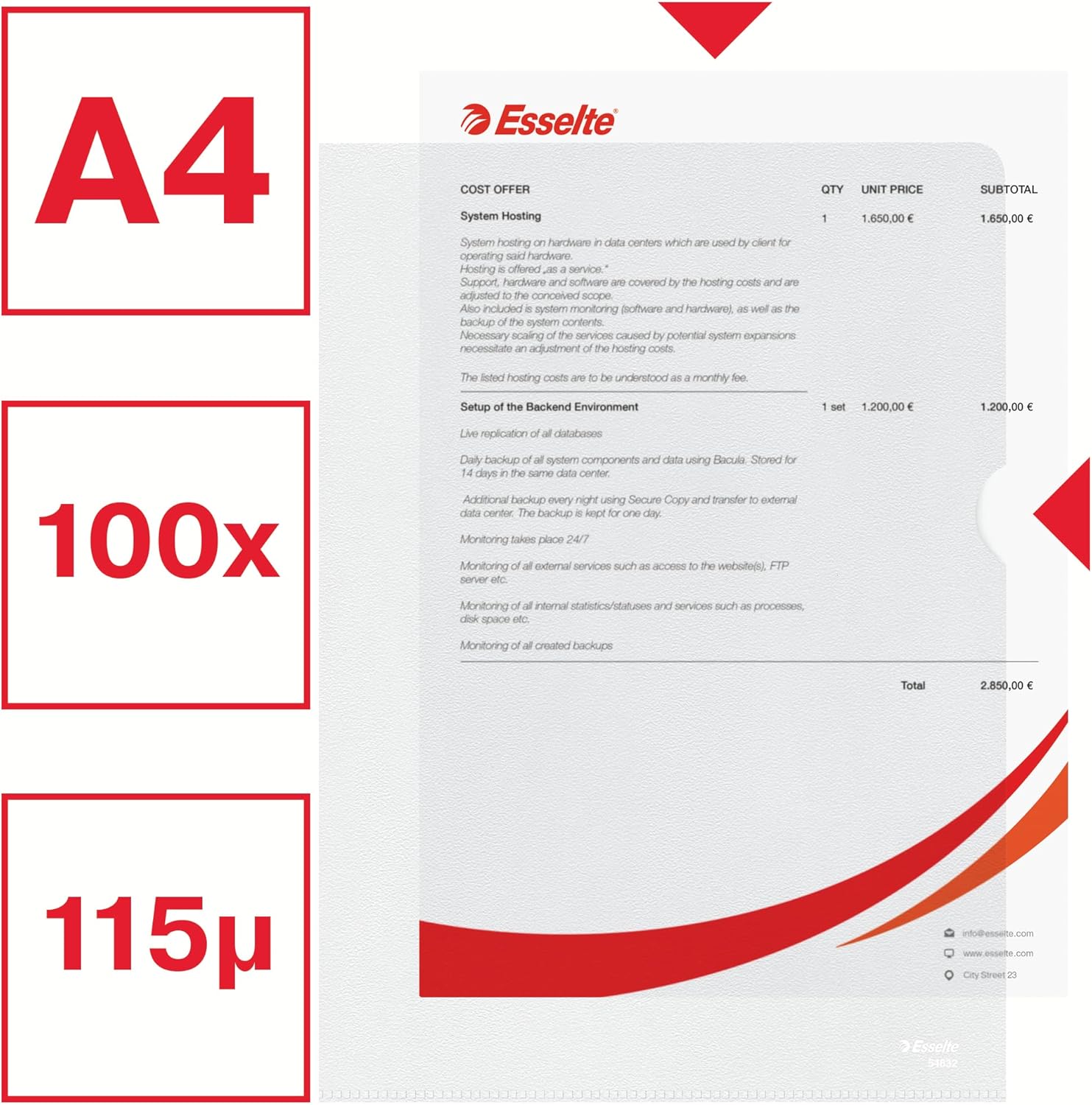 Thumbnail 1 de Esselte Chemise-Coin Premium A4 100 pcs 📁