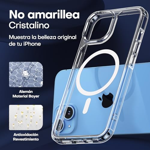 Detalle 2 de TAURI Funda para iPhone 13/14 con MagSafe y Vidrio Templado — Transparente, ultrafina y antichoque