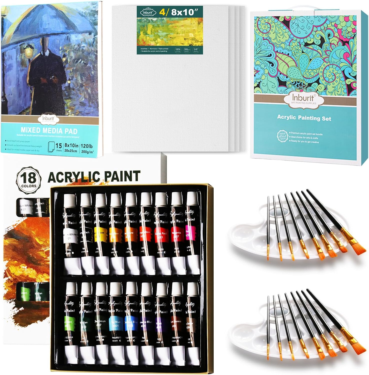 Detalle de Inburit Acrylic Paint Set 18 Colours 🎨