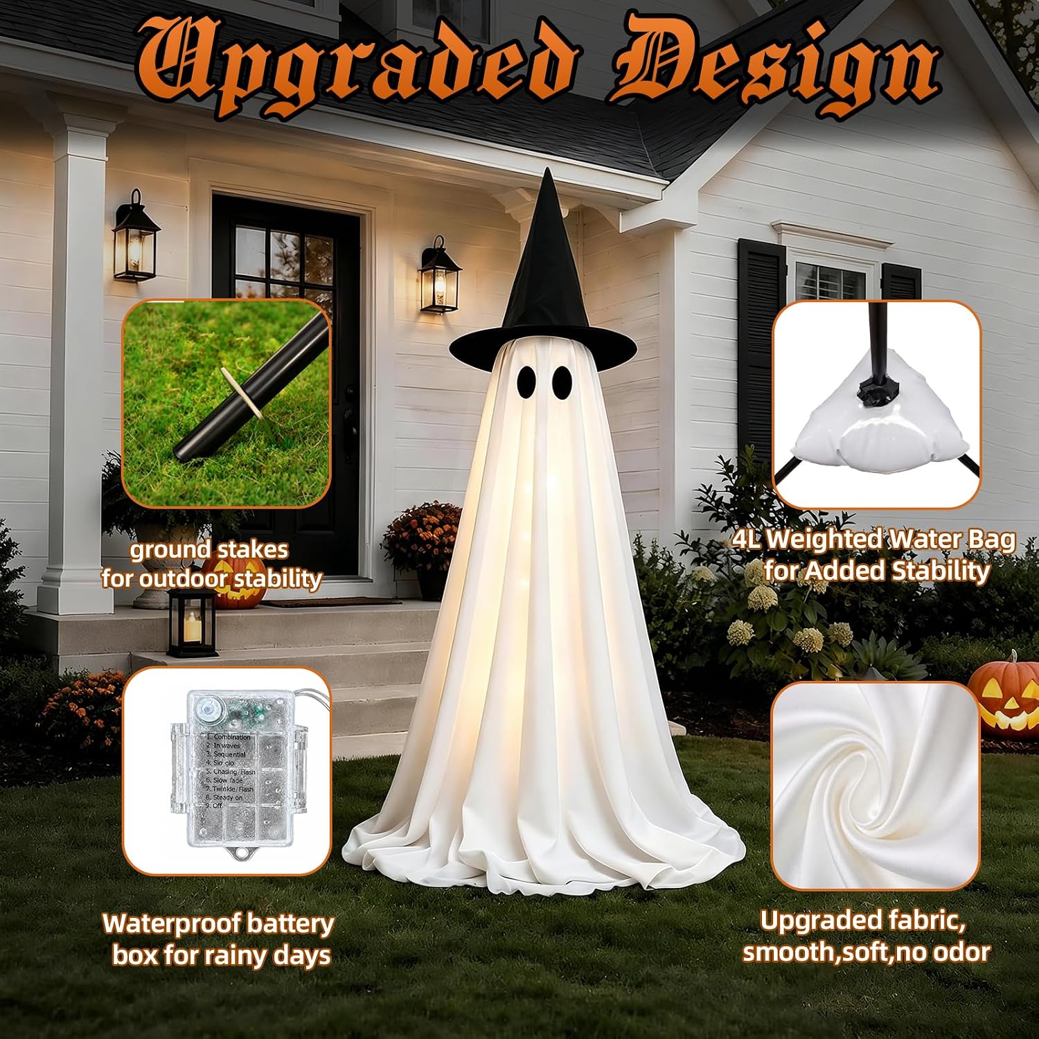 Thumbnail 6 de Light-Up Halloween Ghost Decorations, 5 ft