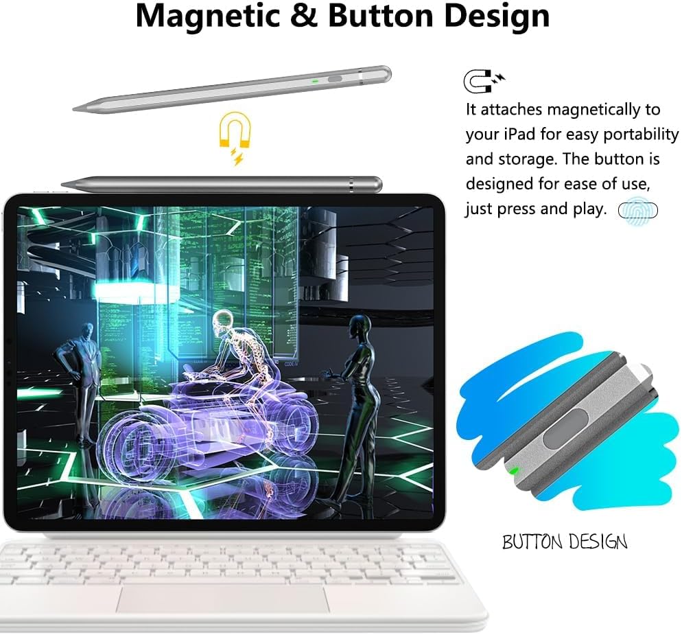Detalle de Pencil 1. Generation für iPad (2018–2026) mit USB-C Schnellladeleistung und Neigungssensitivität