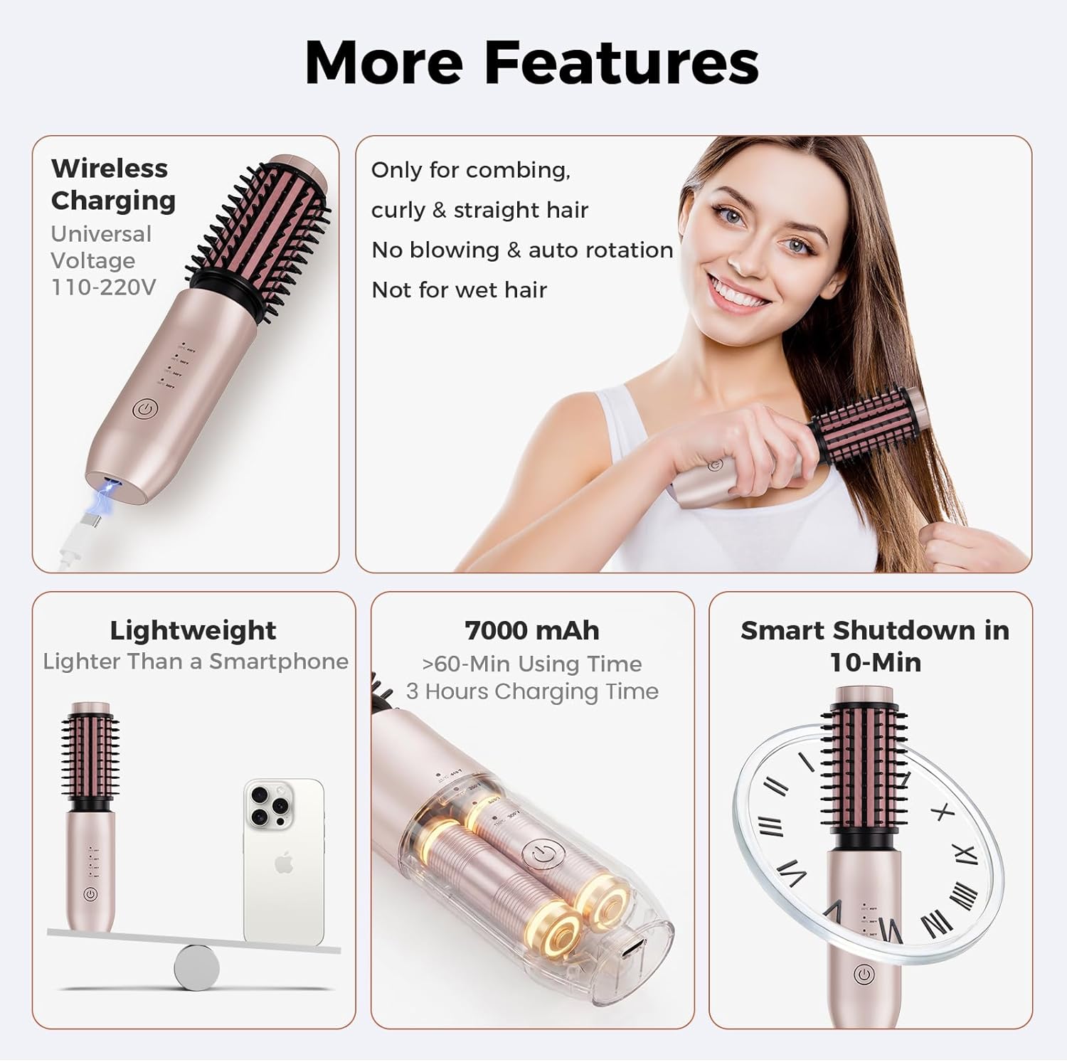 Detalle 2 de CARESKY GT2305 Cordless Curling Iron Brush, 1-1/2-Inch, 4 Settings