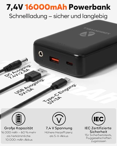 Detalle de Heizweste Fleece Damen mit 16000mAh Akku von XINSONYUELL – Leichte beheizbare Weste