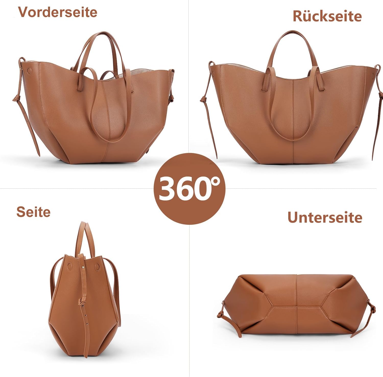 Thumbnail 3 de TIAASTAP Groß Handtasche Damen Tote Bag aus Kunstleder – Stilvolle Shopper für Uni, Alltag und Reisen