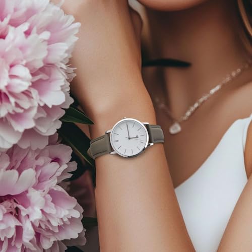 Detalle 2 de ANBEER 20mm cinturino piatto in vera pelle con fibbia oro rosa – sostituzione rapida e stile senza tempo