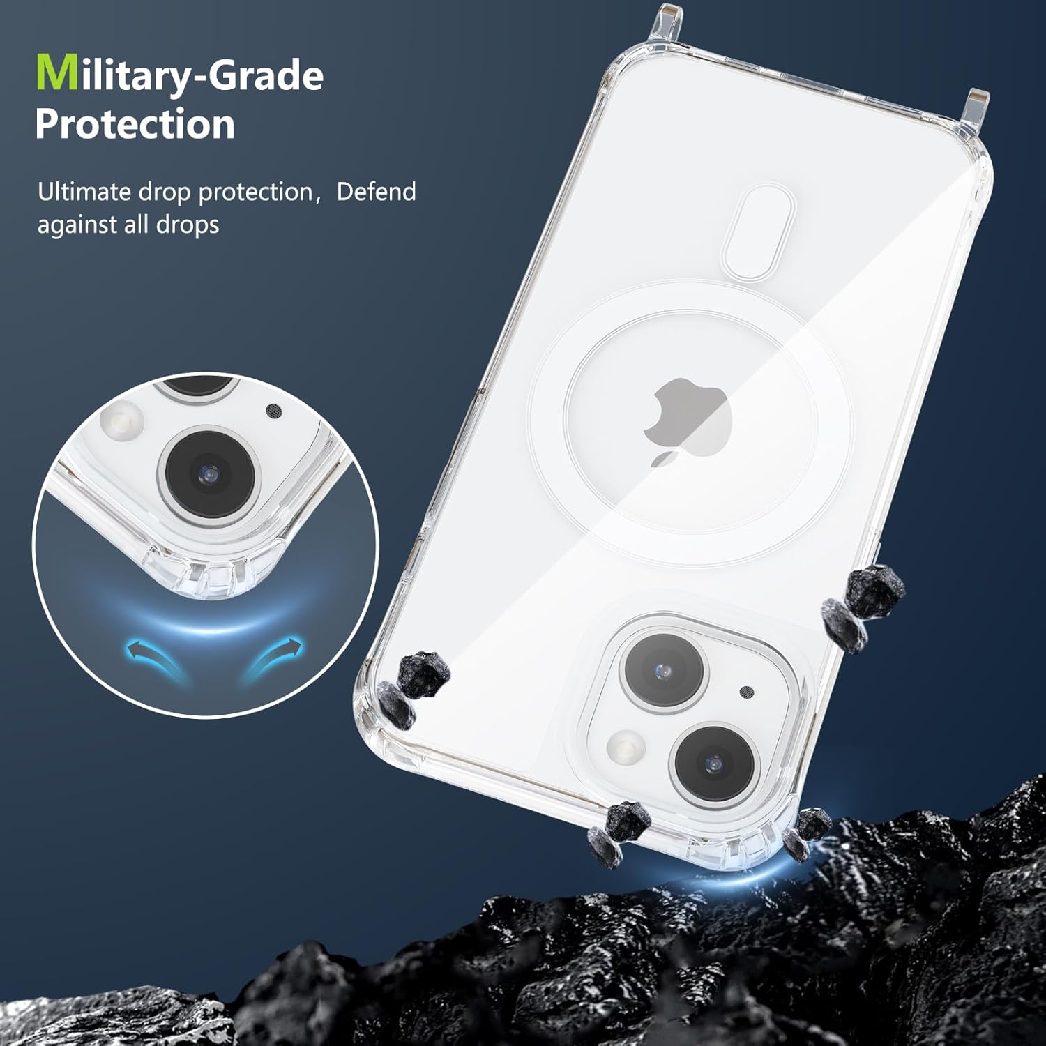 Detalle de UCASONG Crossbody Lanyard Case for iPhone 15 (Khaki) – Clear MagSafe-Compatible Protective Case with Adjustable Strap