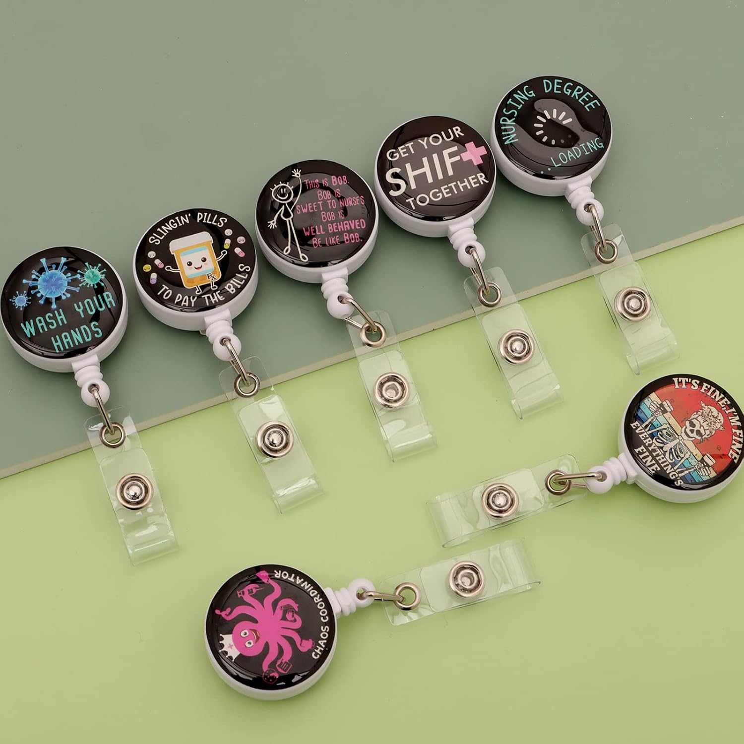 Detalle de TAMHOO 15-Piece Retractable Badge Reel Set for Nurses and ID Badges
