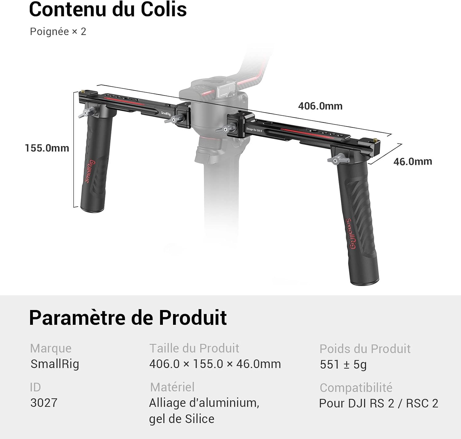 Thumbnail 5 de SMALLRIG Dual Handgrip 3027 pour gimbal