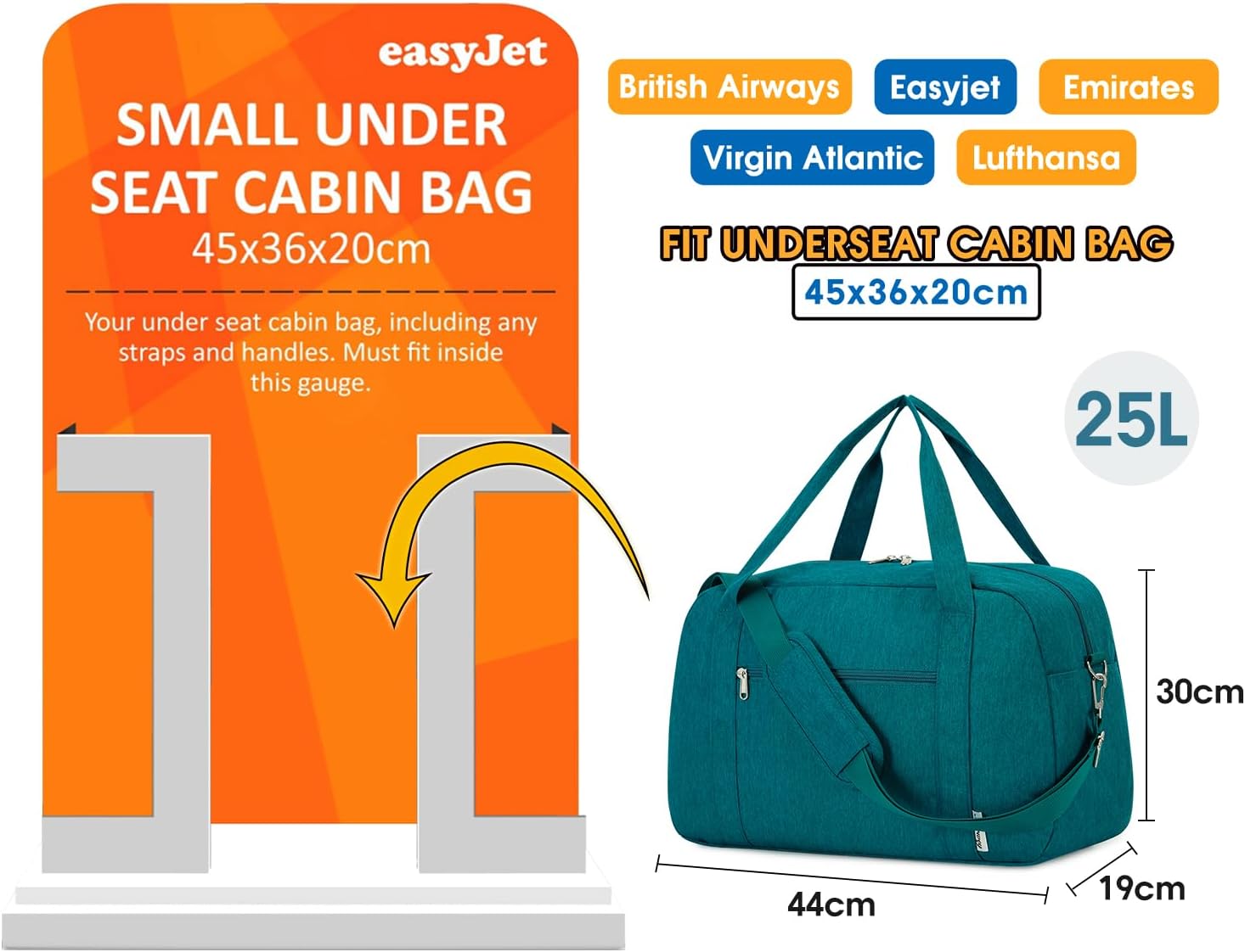 Thumbnail 1 de Easyjet Cabin Bag 45x36x20 Teal 25L