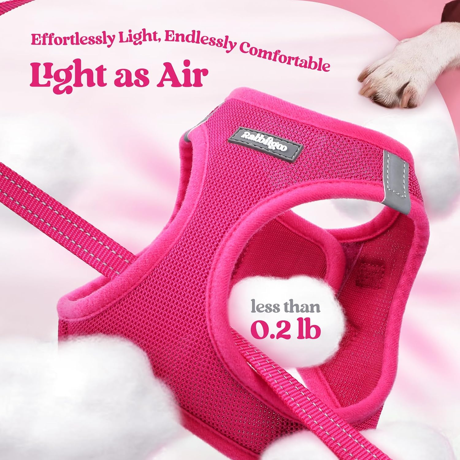 Thumbnail 3 de Rabbitgoo Small Dog Harness and Lead Set (XXS) – Step-in Soft Mesh, Pink