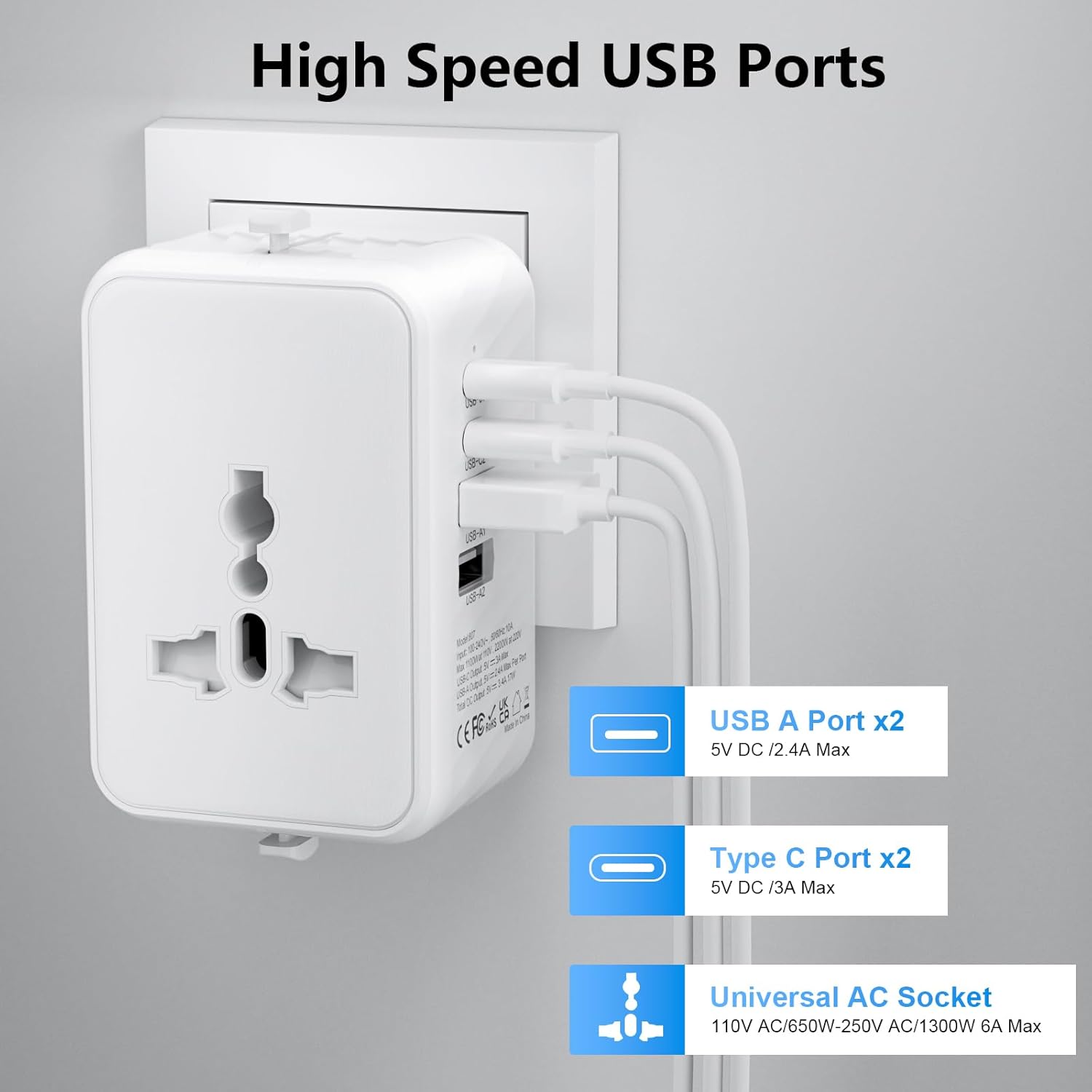 Thumbnail 4 de Universal Travel Adapter Worldwide Multi Plug 🌍