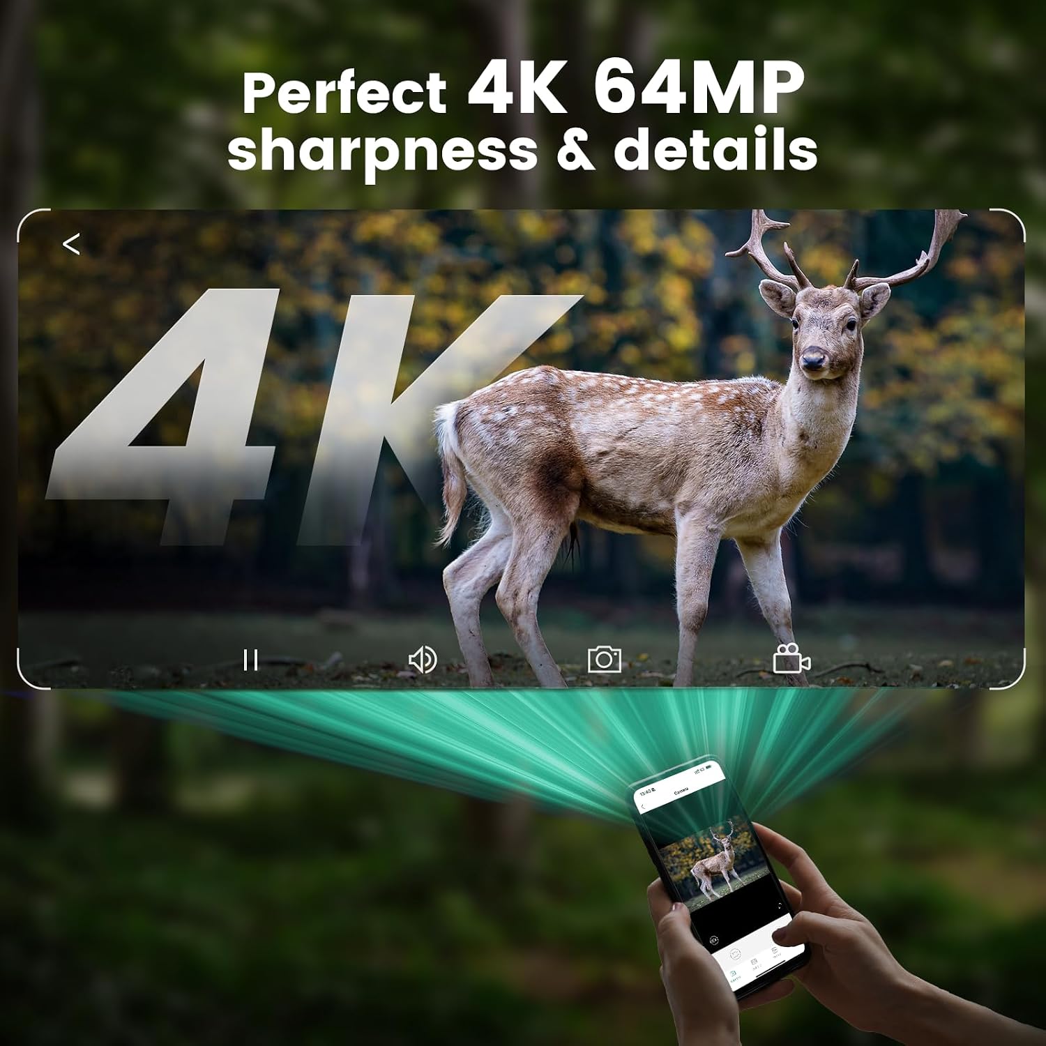 Detalle de MAXDONE Trail Camera, Solar WiFi, 4K 64MP, 100° View, Night Vision
