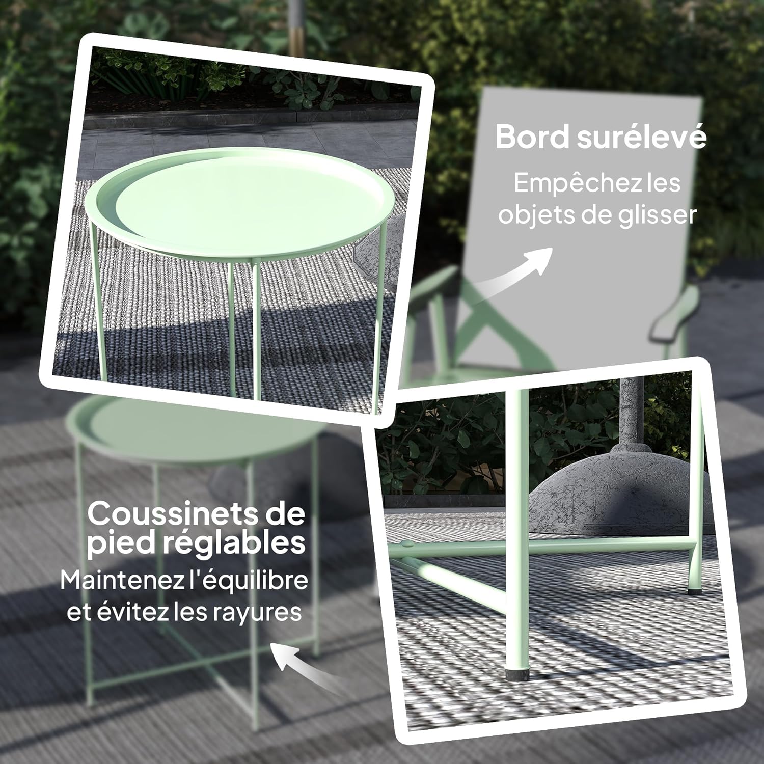 Thumbnail 5 de Outsunny Petite Table Basse Ronde d’extérieur : table d’appoint avec plateau amovible