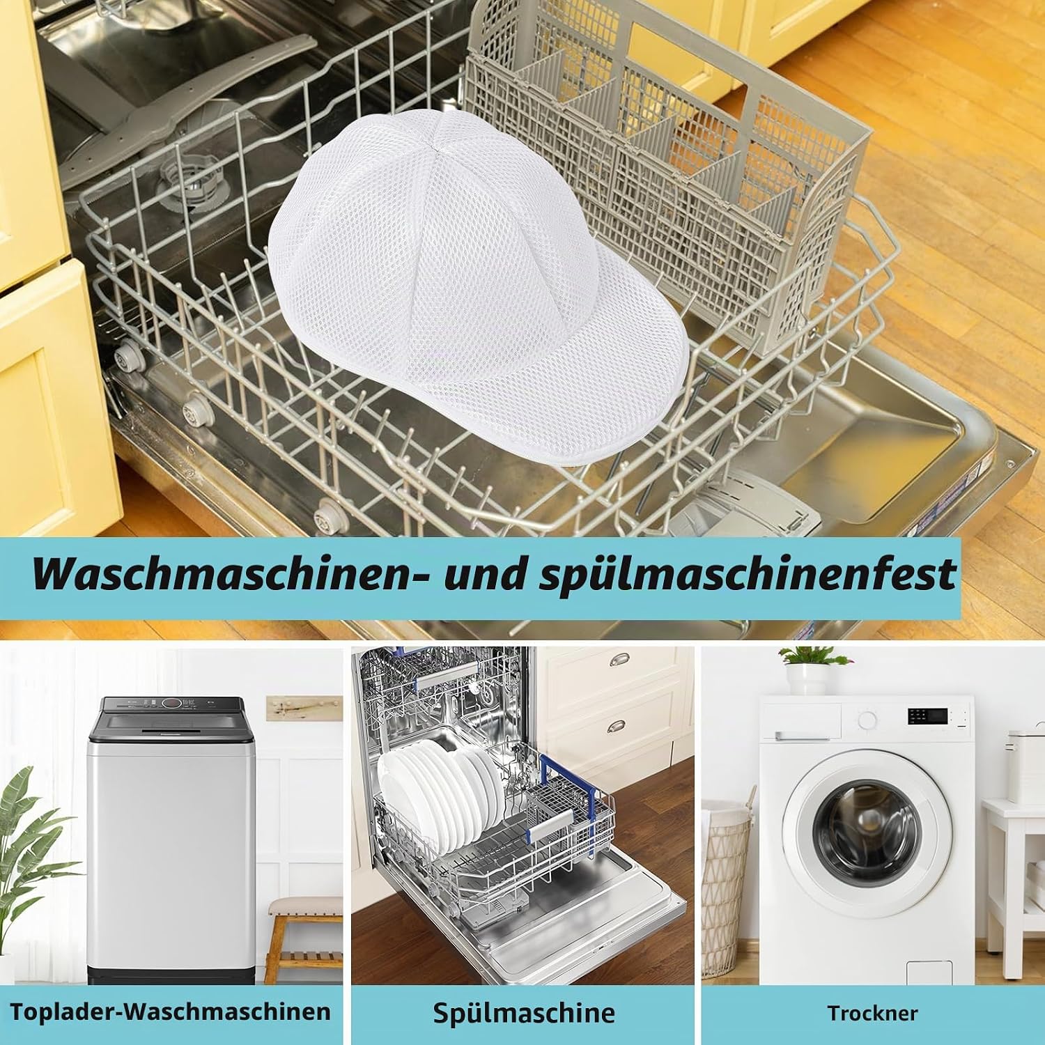Thumbnail 3 de Coopache 2 Stück Wäschesack Cap Gestell zum Waschen – Kappenwaschanlage aus PP